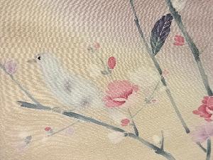 アンティーク　作家物　手描き友禅　花鳥模様着物
